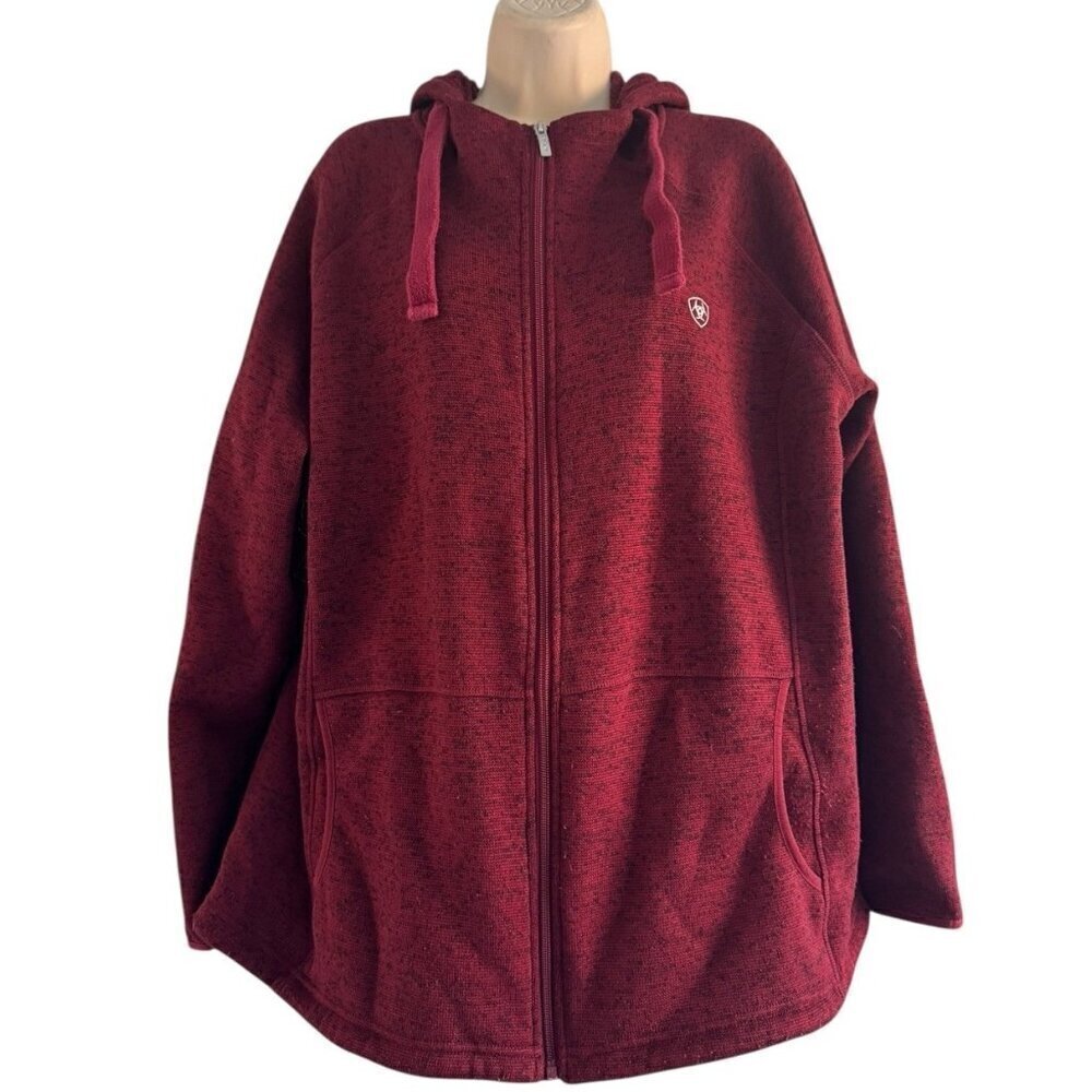 Ariat Tek Women's Sz XXL Burgundy Cold Series Knit Fleece Full Zip Hoodie Jacket